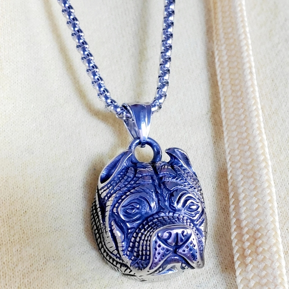 3D Bulldog necklace and earring set, unisex - Picture 6 of 7